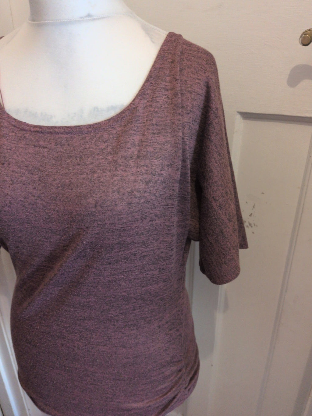 Ladies Apricot Size 12 Purple Flecked Short Sleeve Blouse