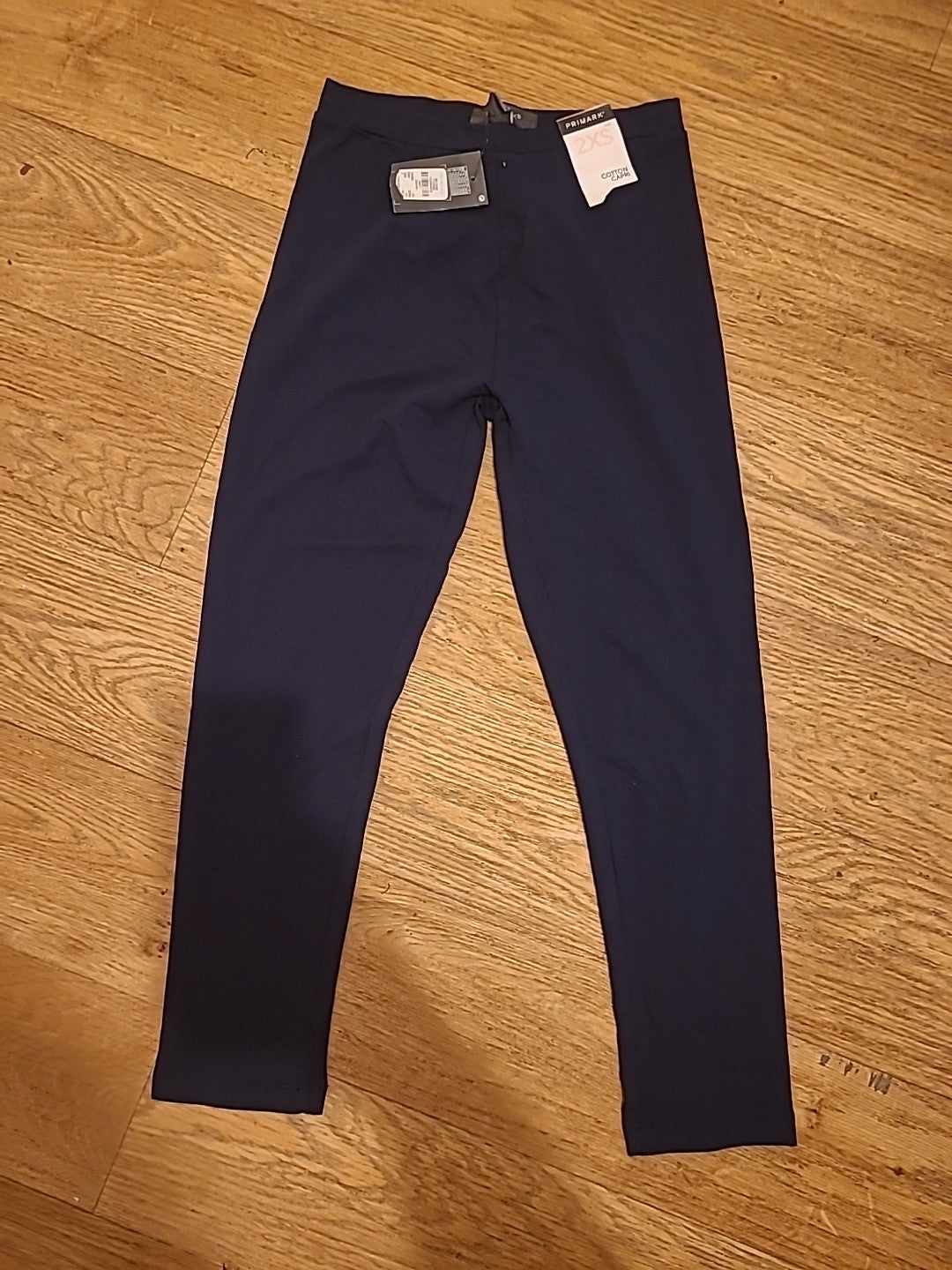 Brand New Ladies Primark Size 2XS Navy Cotton Capri Leggings