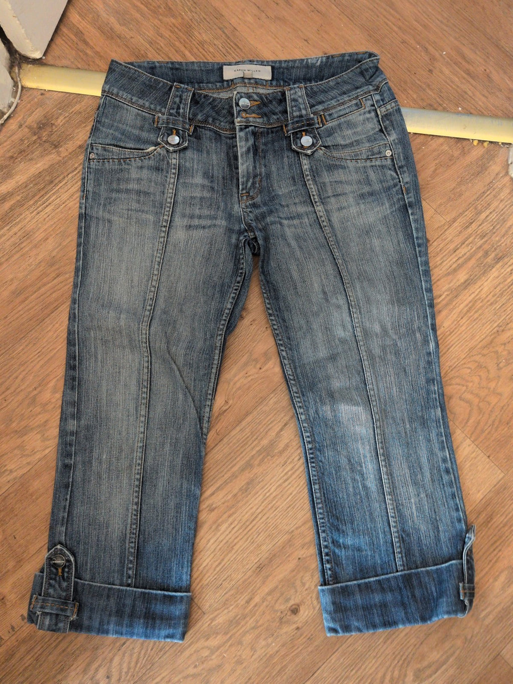 Ladies Karen Millen Size 10 Blue Cropped Denim Jeans