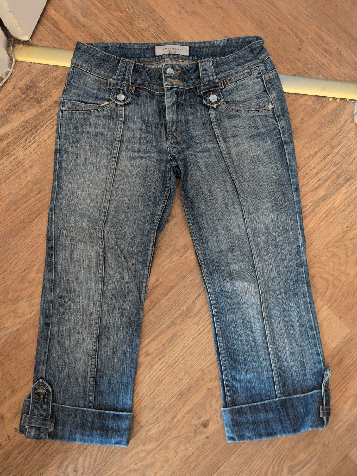 Ladies Karen Millen Size 10 Blue Cropped Denim Jeans
