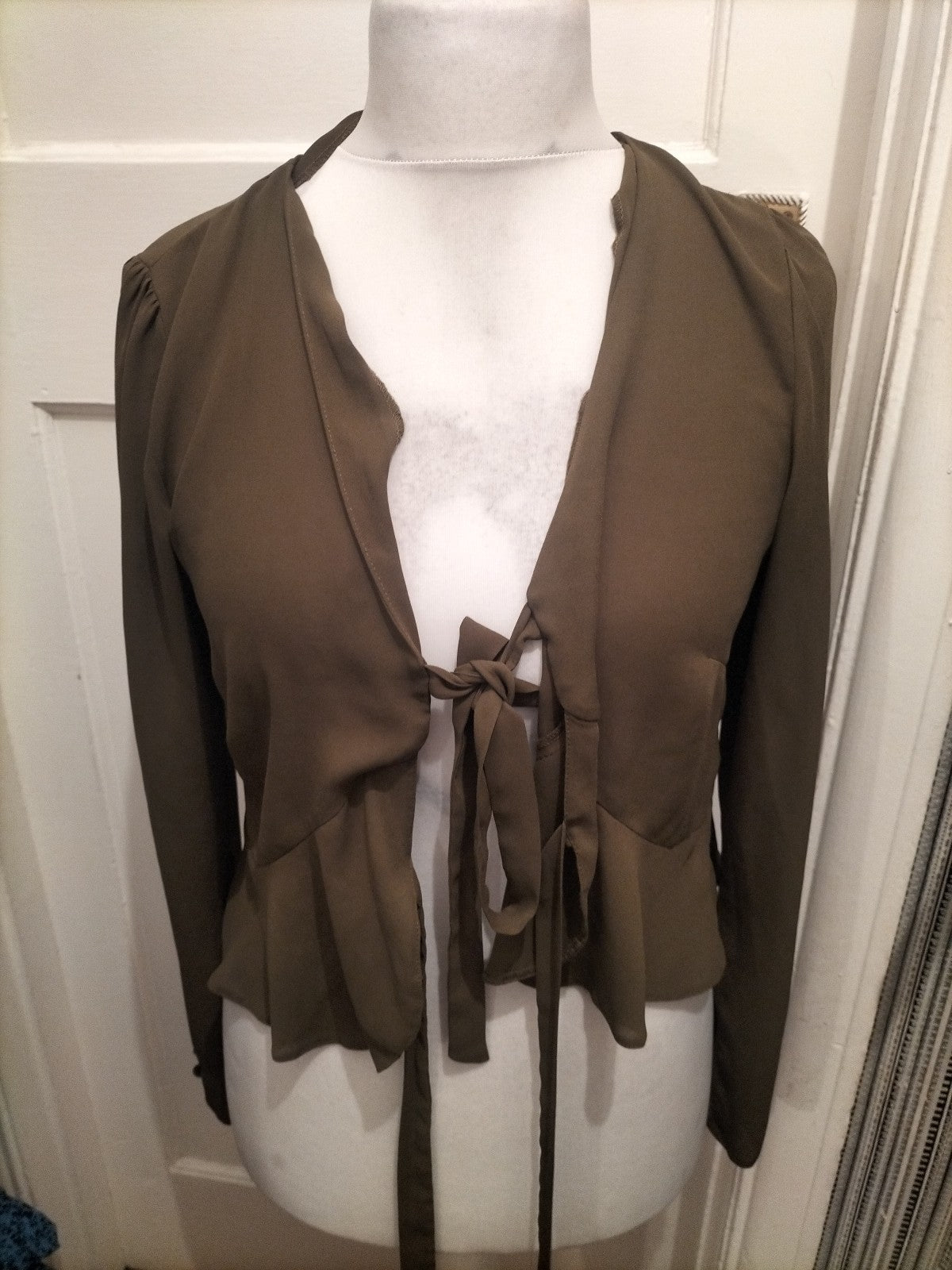 ASOS 12 Khaki Green Open Blouse
