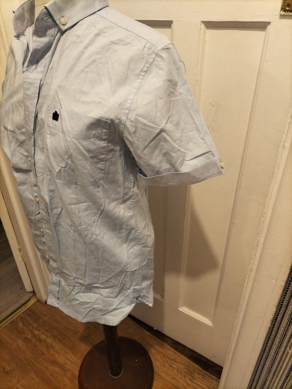 Mens Admiral Size Small Pale Blue Short Sleeved Shirt