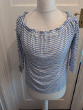 Peacocks 12 Blue Stripe Long Sleeve Blouse
