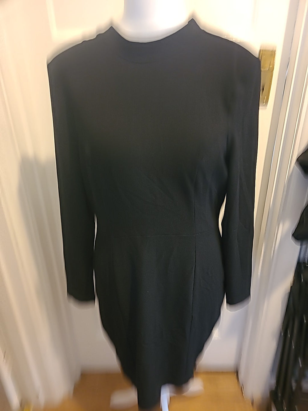 Ladies Asos 14 Black Padded Long Sleeve Dress
