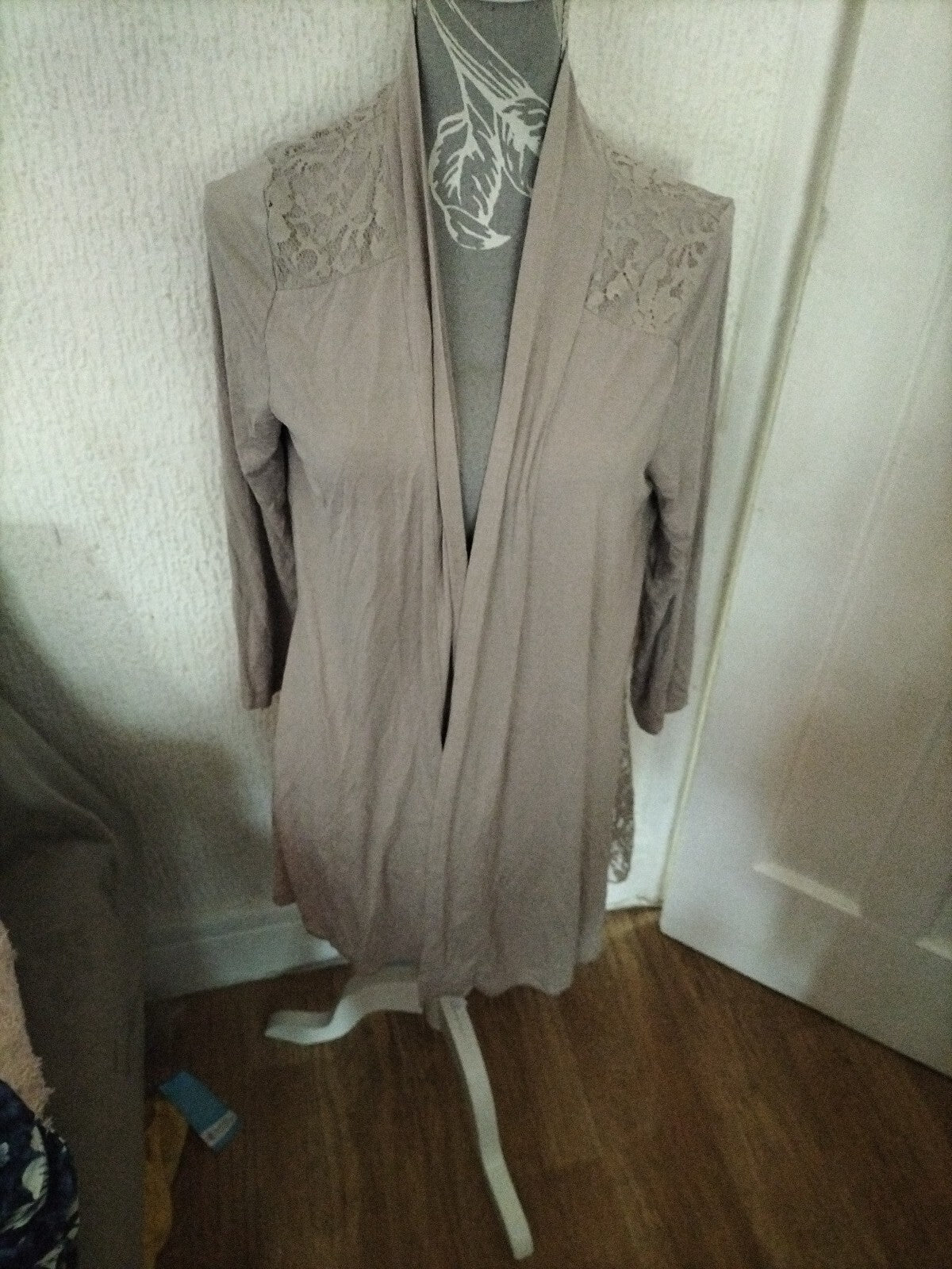 Ladies Together Size Medium Pale Brown Long Sleeve Cardigan