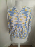 Ladies Cotton Traders Size 12 Yellow And Blue Sunflower Long Sleeved Blouse