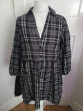 George 12 Black Grey And White Check Long Sleeved Dress