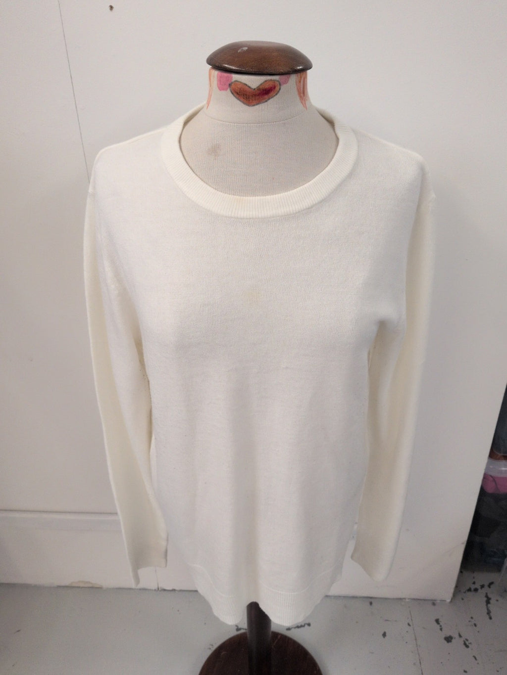 Primark Medium Long Sleeve Winter White Jumper Small Faint Mark On Middle