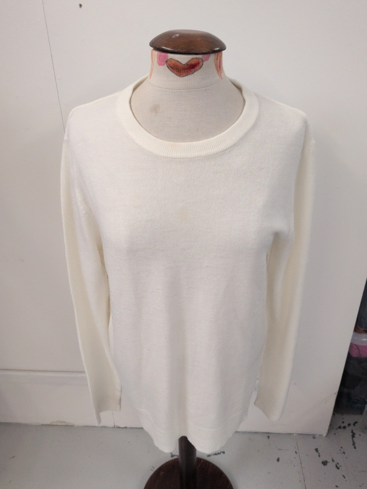 Primark Medium Long Sleeve Winter White Jumper Small Faint Mark On Middle