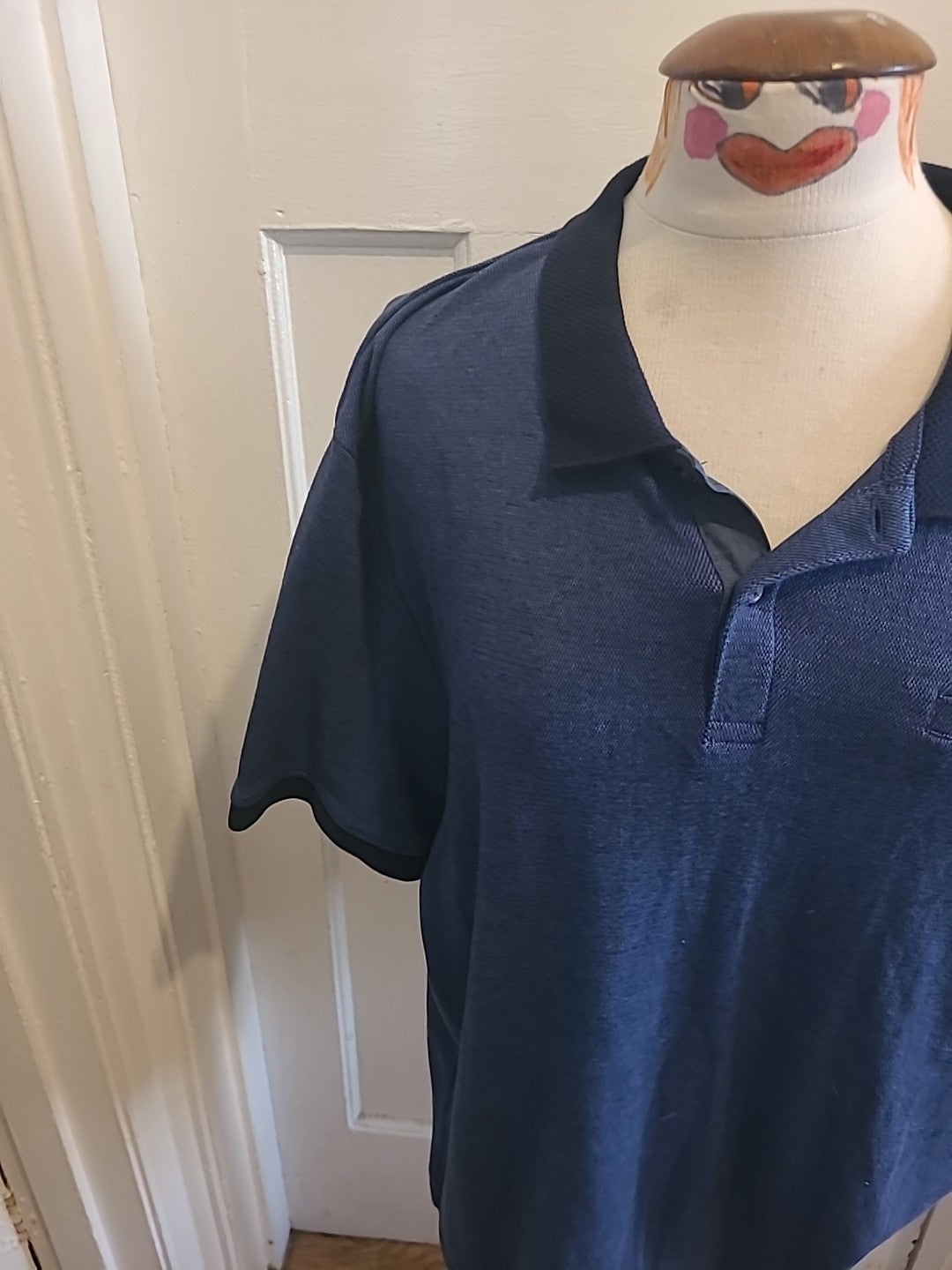 Mens TU Size XL Pure Cotton Navy Short Sleeved Polo