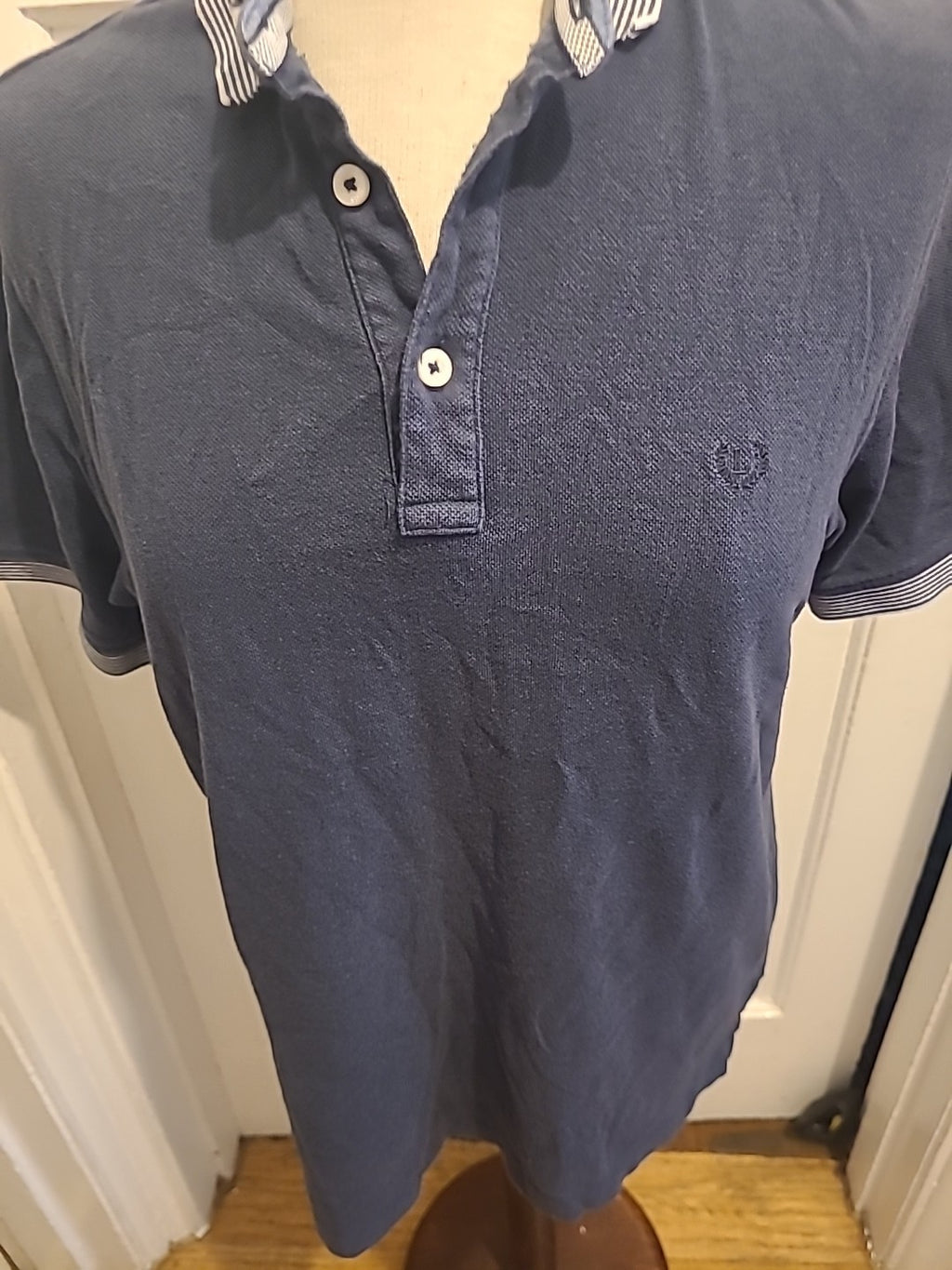 Mens Lincoln Size M Navy Short Sleeved Polo