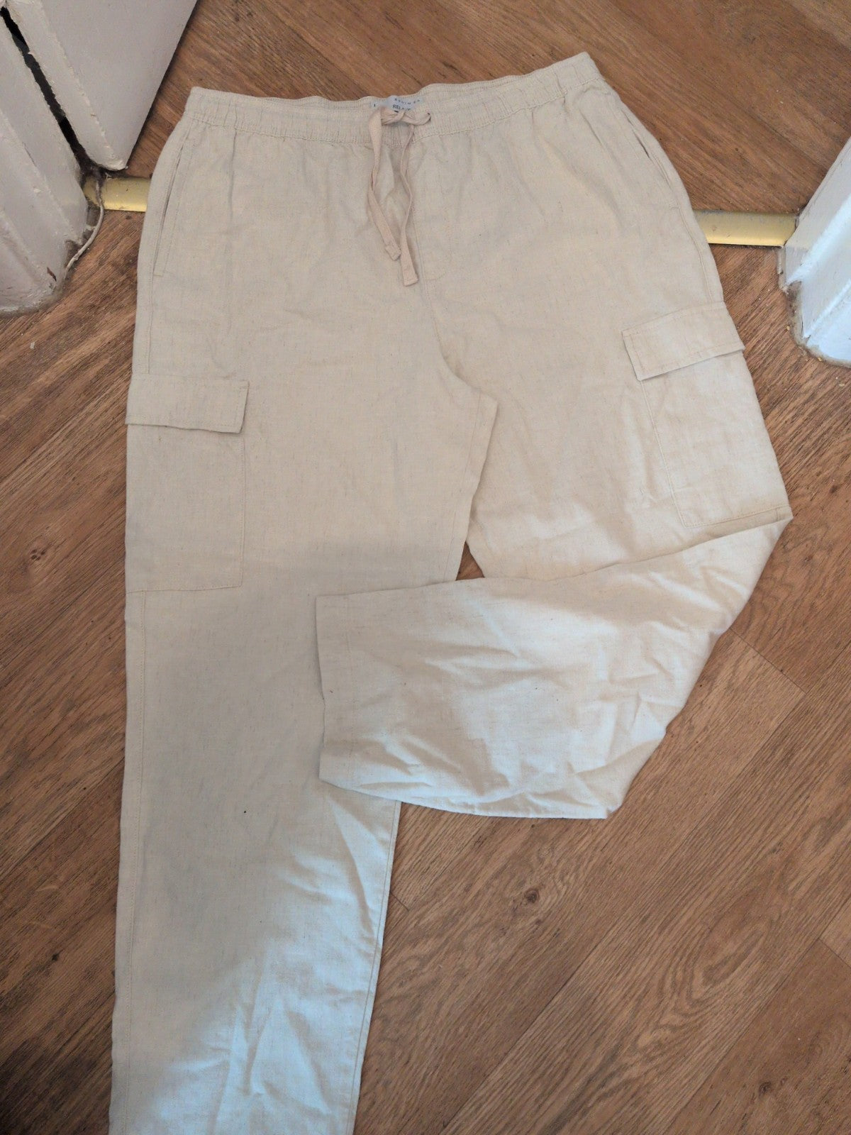 Mens Denim&Co Large Dark Stone Relaxed Fit Cargo Trousers