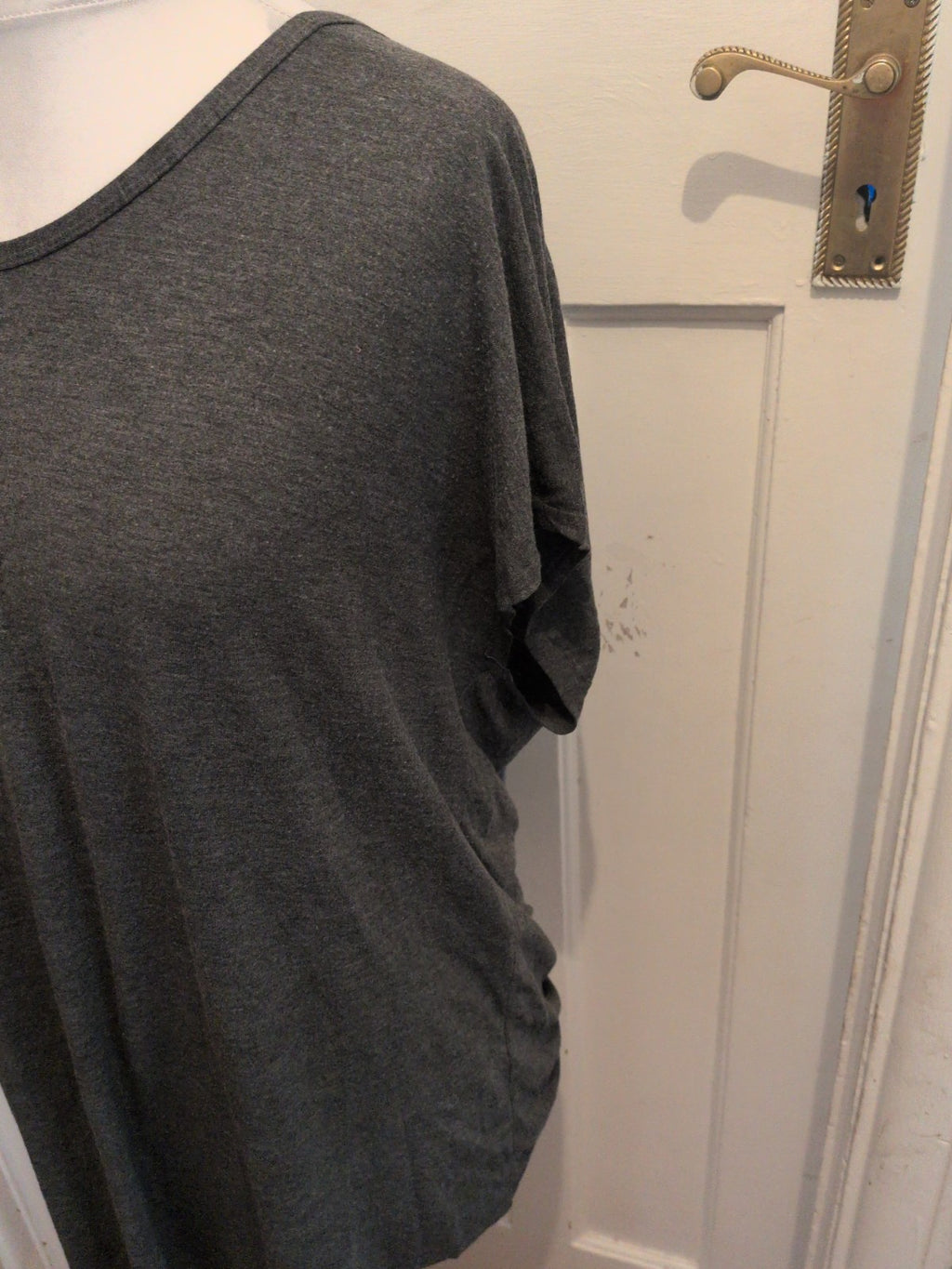 3XL Grey Uneven Hem Short Sleeve T-shirt Longline