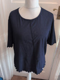 Ladies Matalan Size 20 Navy Scallop Hem Short Sleeve Blouse