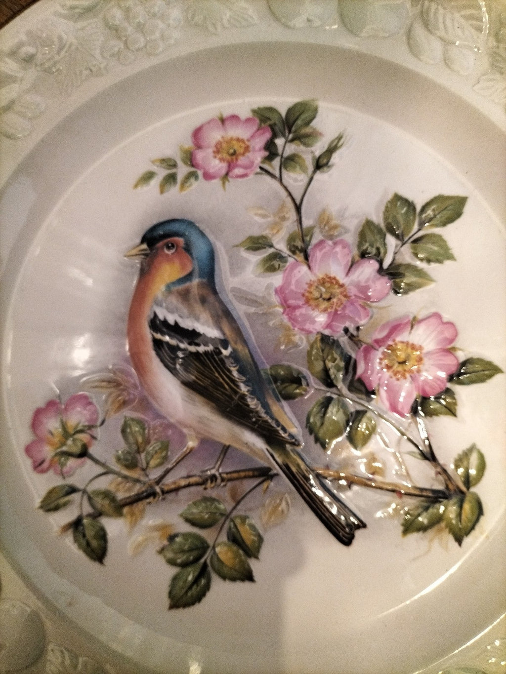 Royal Worcester Spode Palissy England Hand Painted Plate ‘Chaffinch’ 23cm