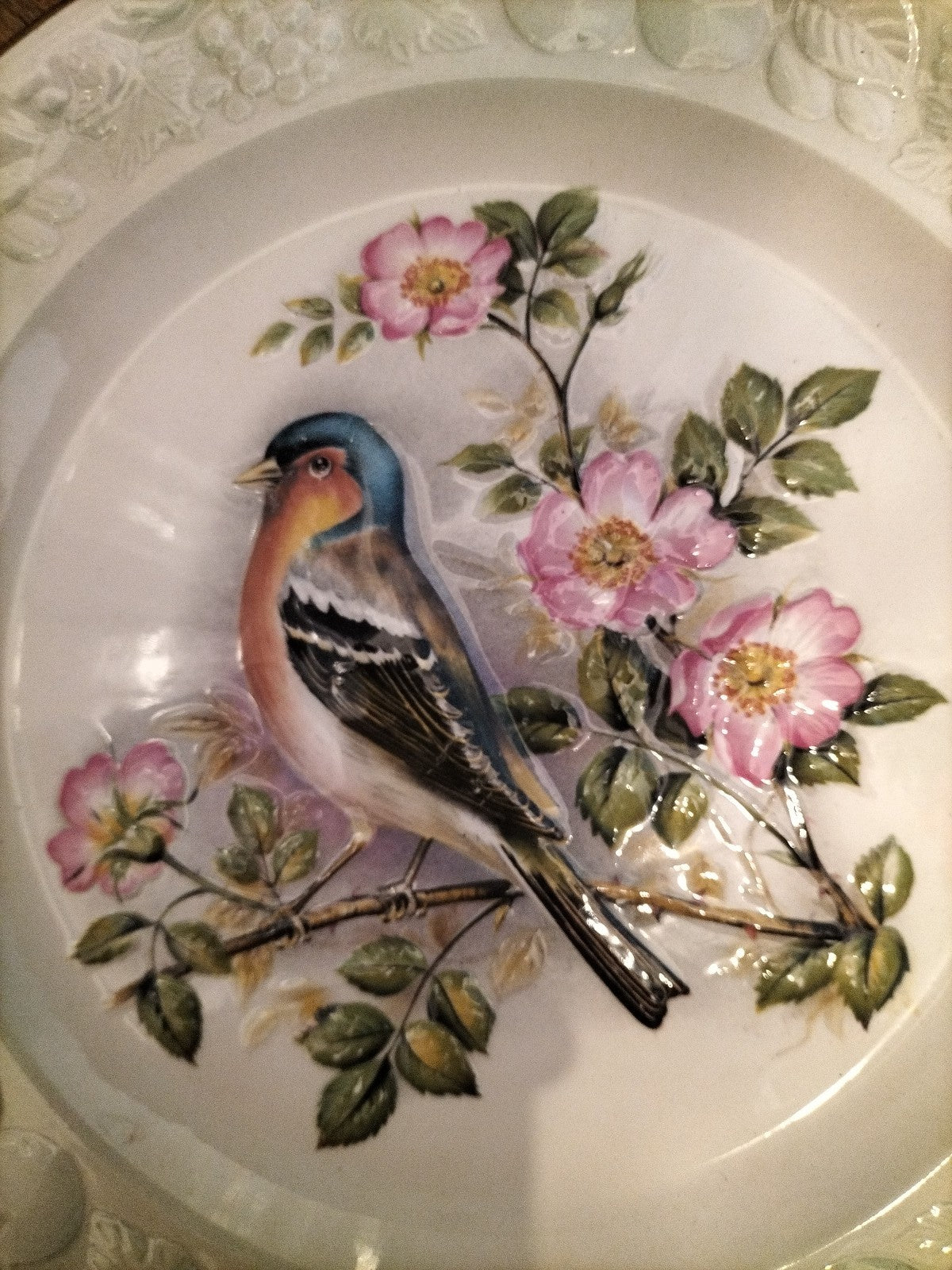 Royal Worcester Spode Palissy England Hand Painted Plate ‘Chaffinch’ 23cm