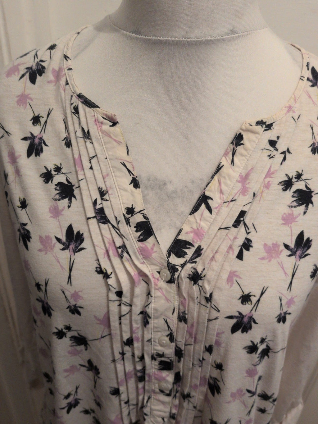 Marks And Spencer 18 Ivory Floral Long Sleeve Blouse