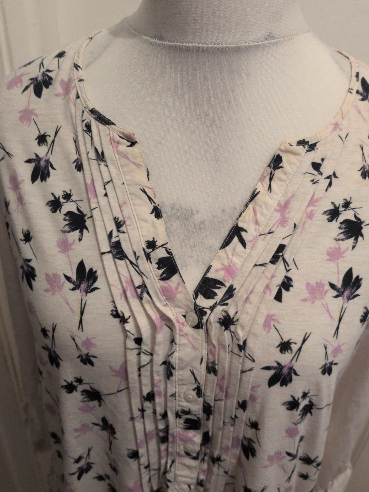 Marks And Spencer 18 Ivory Floral Long Sleeve Blouse