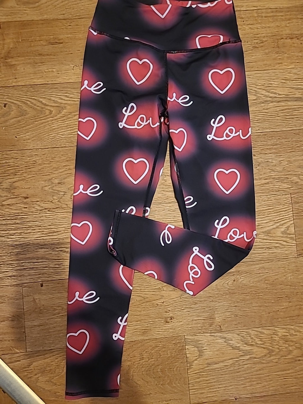Ladies Shein Size Small Blaxk And Purple "Love" Leggings