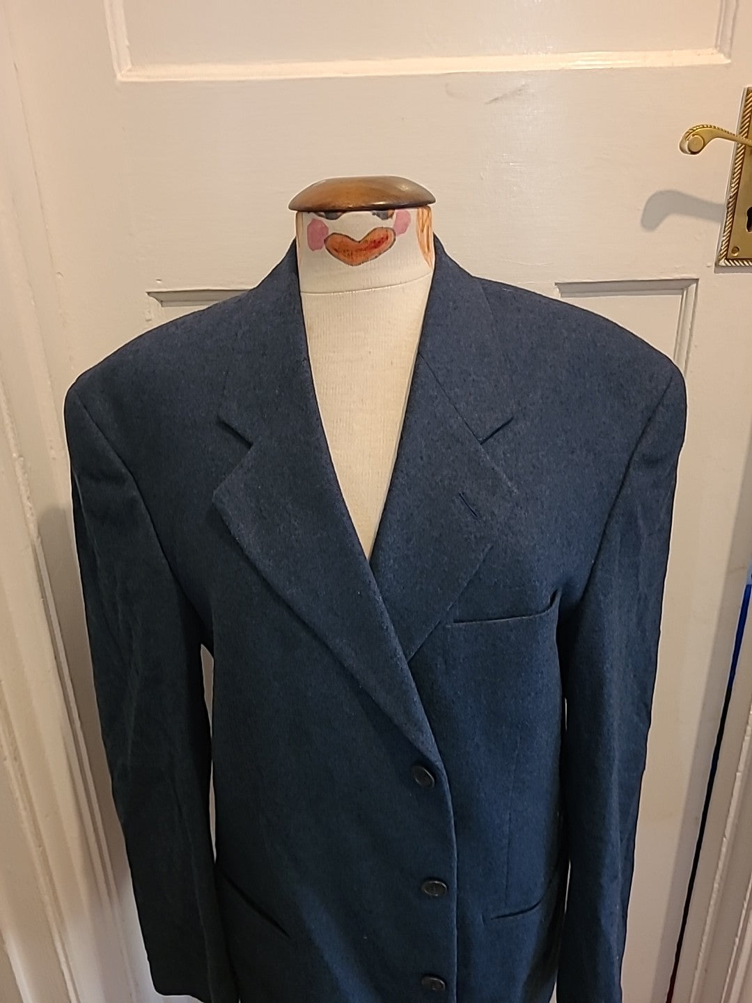 Mens Debenhams Size 40" Navy Wool Padded Lined Blazer