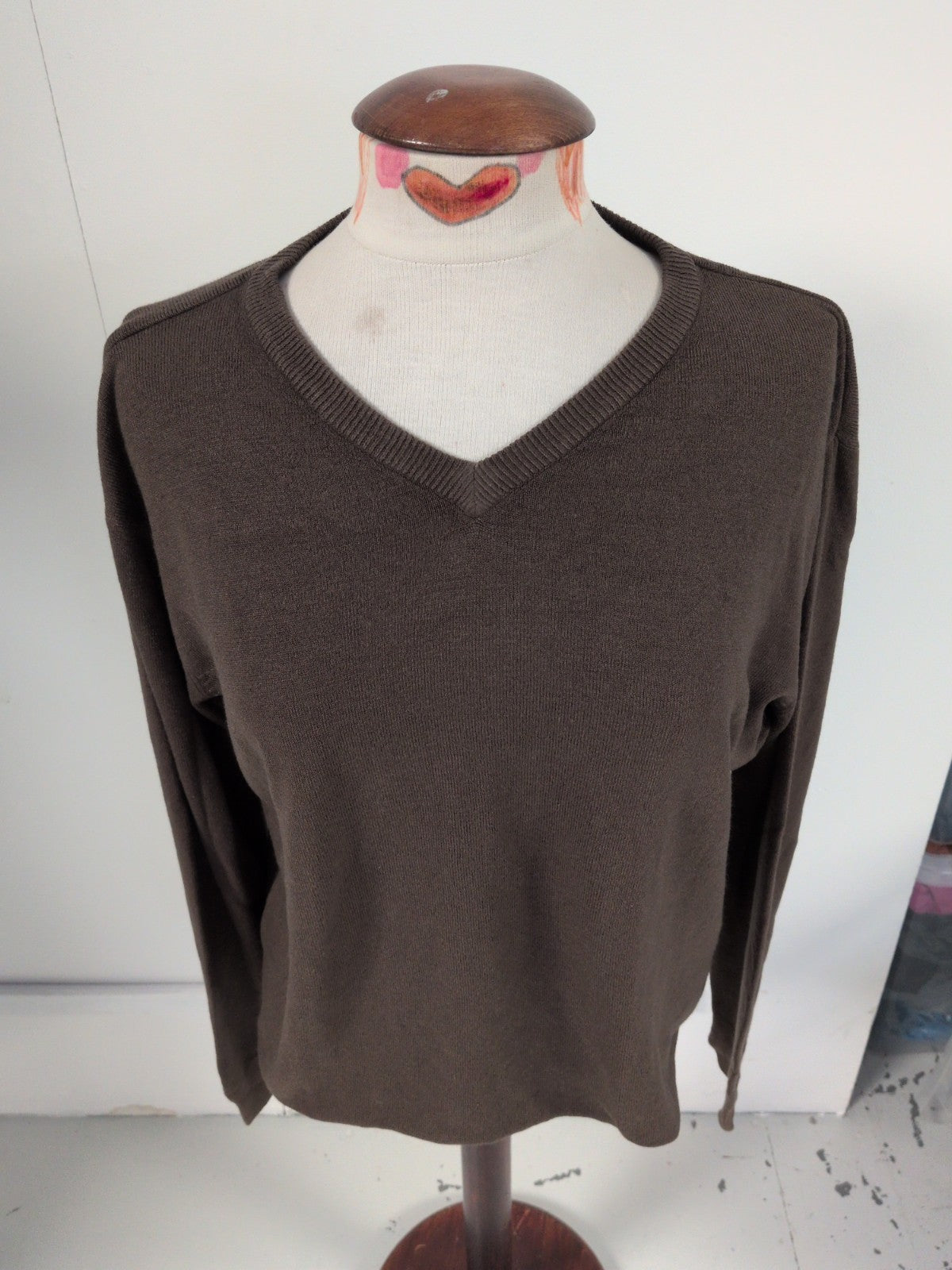 Cedarwood State Large Brown Lightweight V Neck Jumper