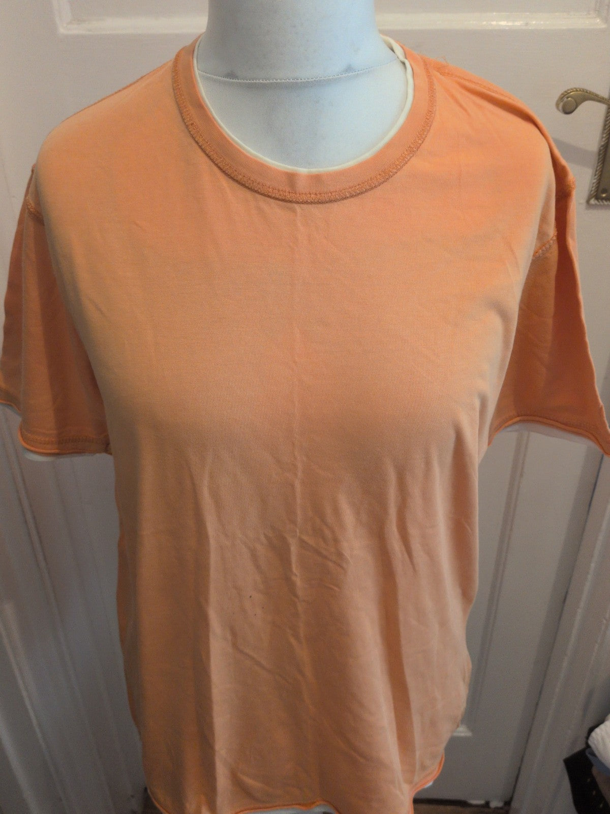 Blue Harbour Large Orange Short Sleeve T-shirt Small Pen Marks On Front