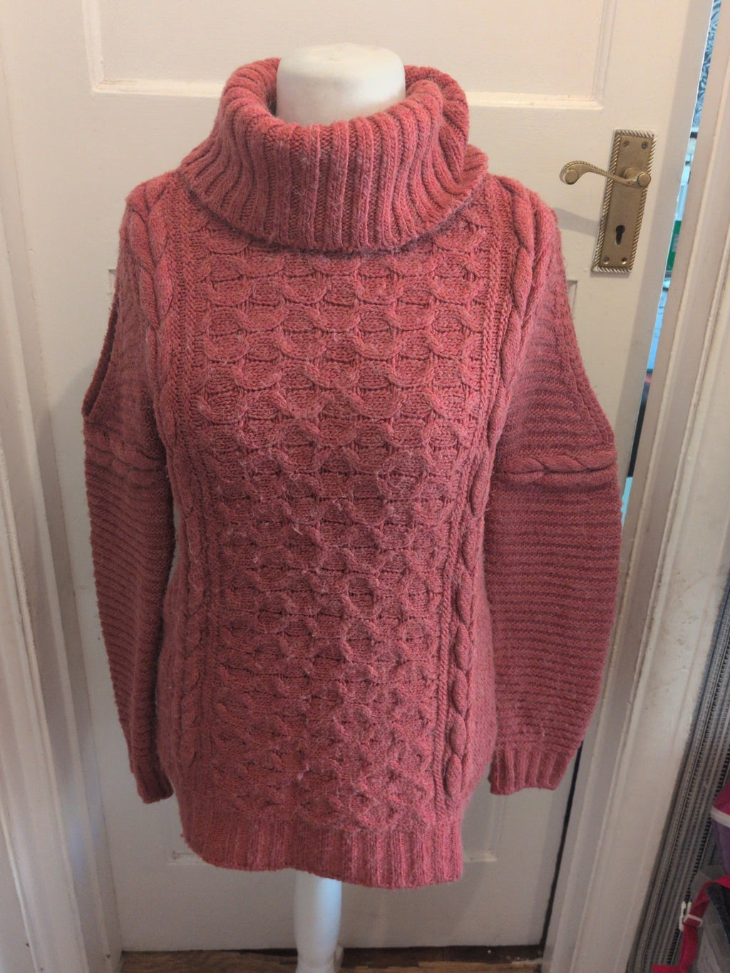 Ladies Tu Size 14 Deep Pink Knit High Neck Long Sleeve Jumper