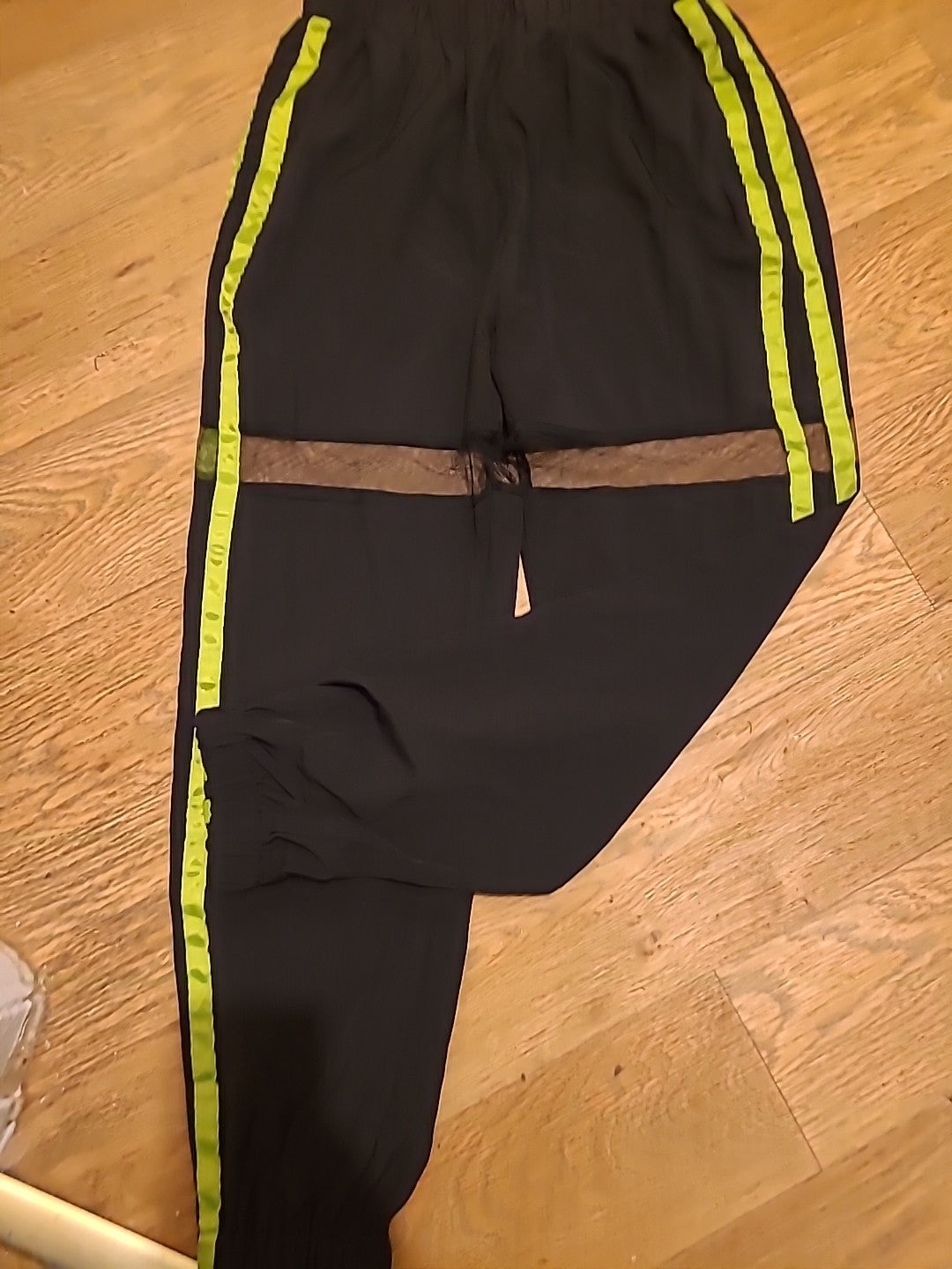 Ladies Shein Size XS Black With Green Elasticated Track Pants