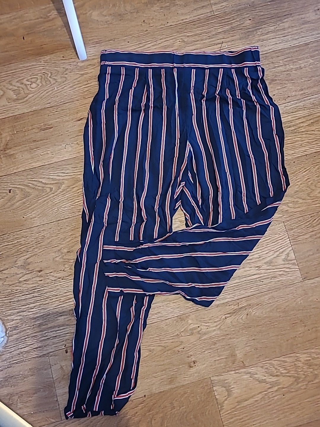 Ladies Clockhouse Size 44R Euro Navy And Red Striped Elasticated Trousers