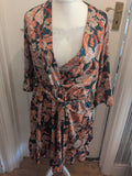 Ladies Boohoo Size 18-20 Green Floral Sleeveless Dress