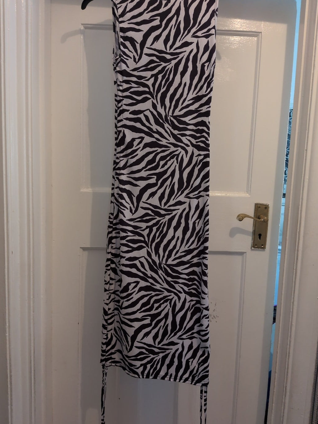 Rebellious Small Black And White Zebra Print Sleeveless Long Length Dress