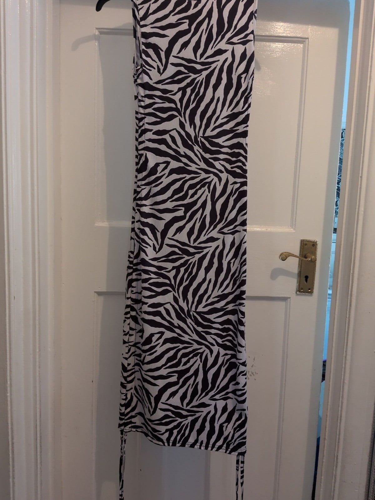 Rebellious Small Black And White Zebra Print Sleeveless Long Length Dress