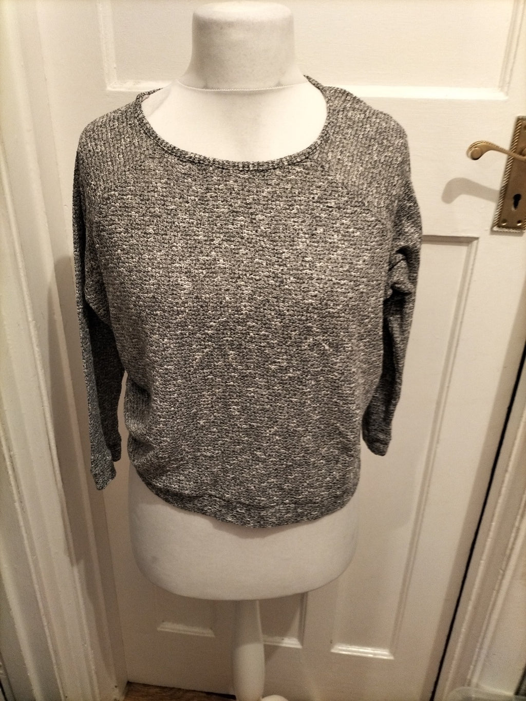 Ladies River Island Size 10 Grey Fleck Long Sleeved Lightweight Jumper/ Blouse