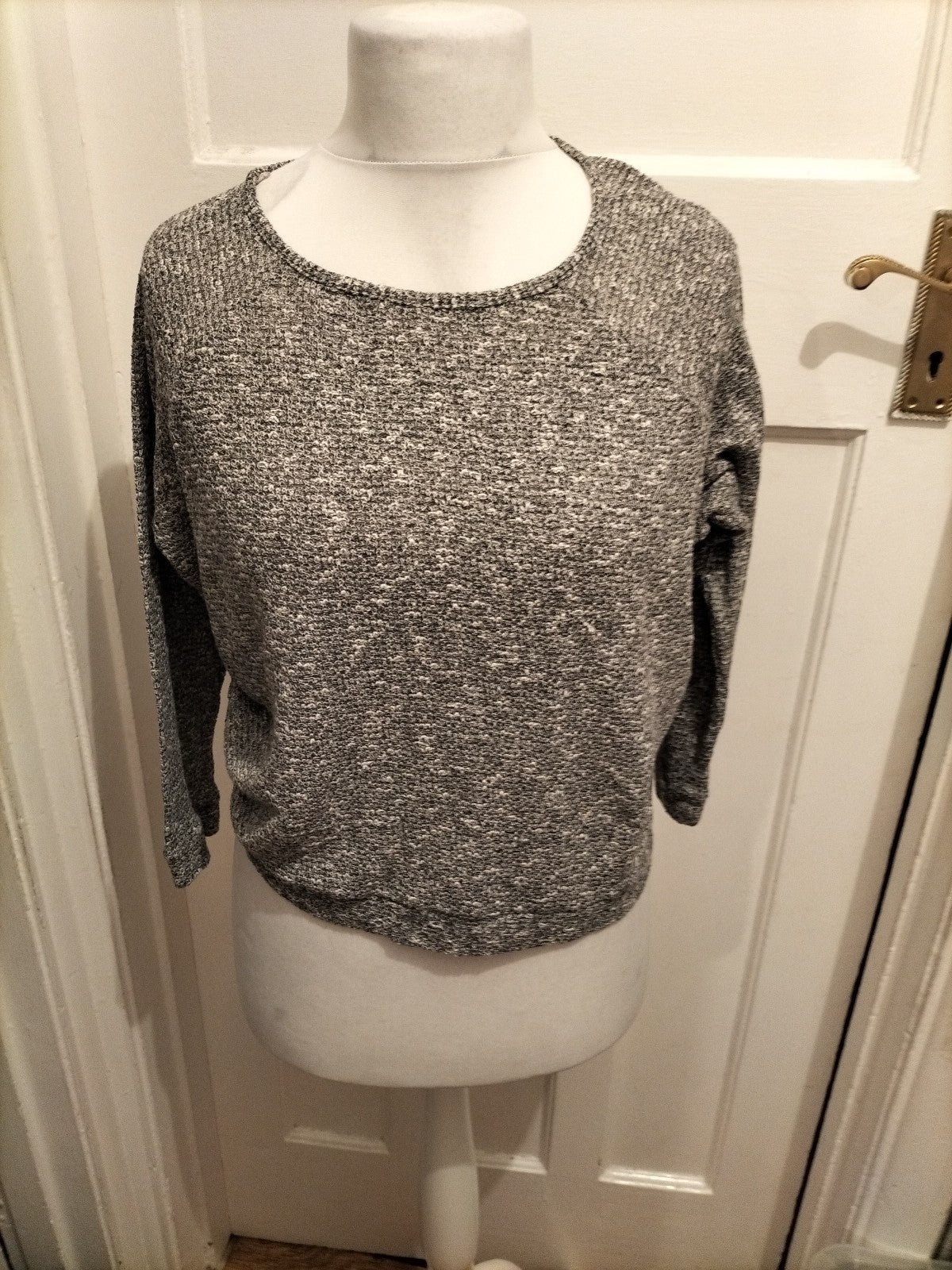 Ladies River Island Size 10 Grey Fleck Long Sleeved Lightweight Jumper/ Blouse