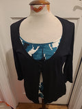 Ladies Marks And Spencer Size 10 Green Black 2 In 1 Blouse
