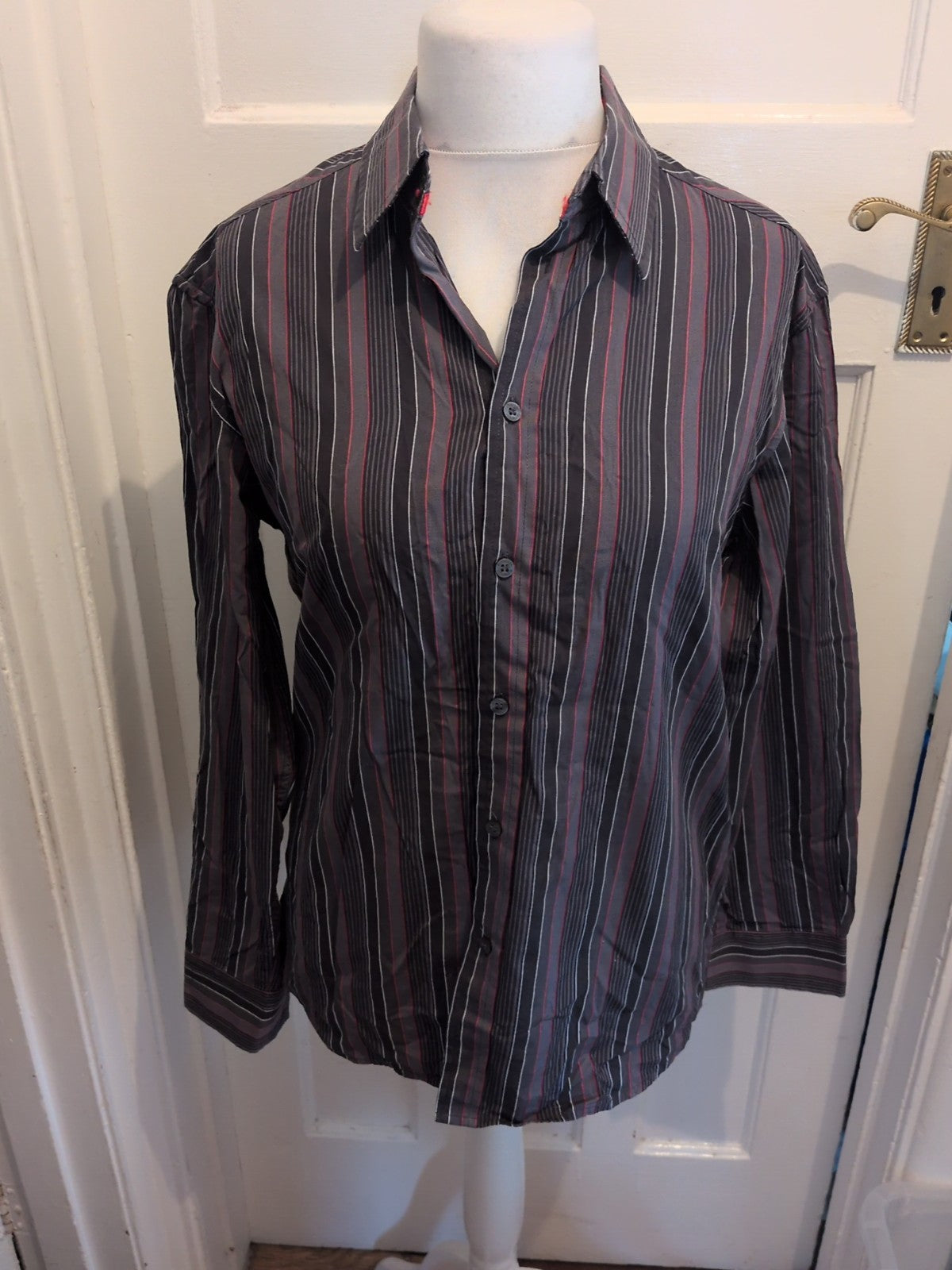 Autograph Medium Purple Grey And Black Stripe Long Sleeve Shirt