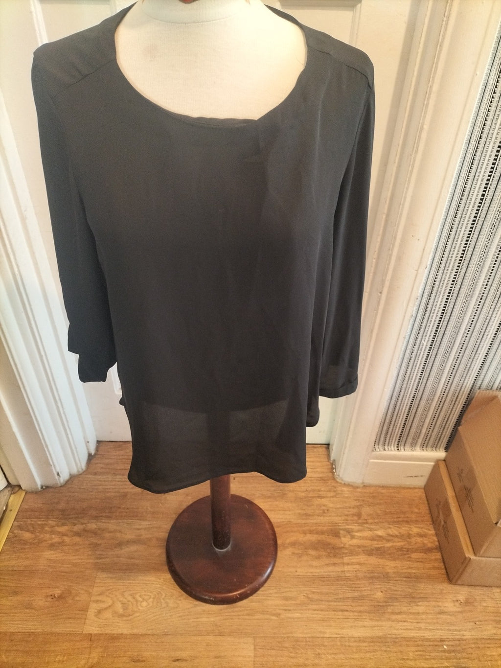 Ladies Primark Size 14 Black Long Sleeved Blouse