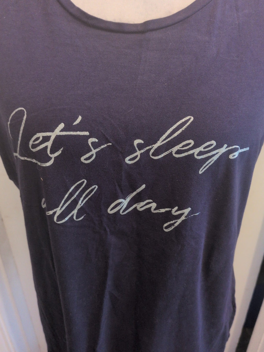 Ladies F&F Size 16-18 Navy And Silver Sleep All Day Pyjama Top