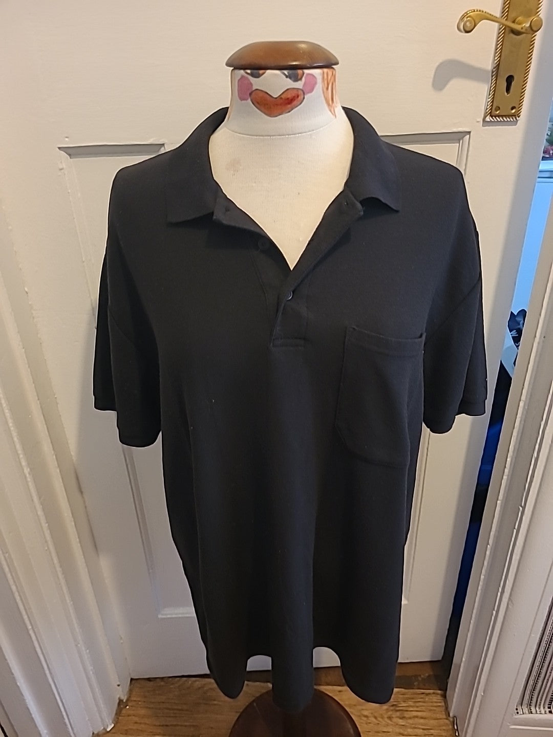 Mens Fruit Of The Loom Size XL Black Short Sleeved Polo
