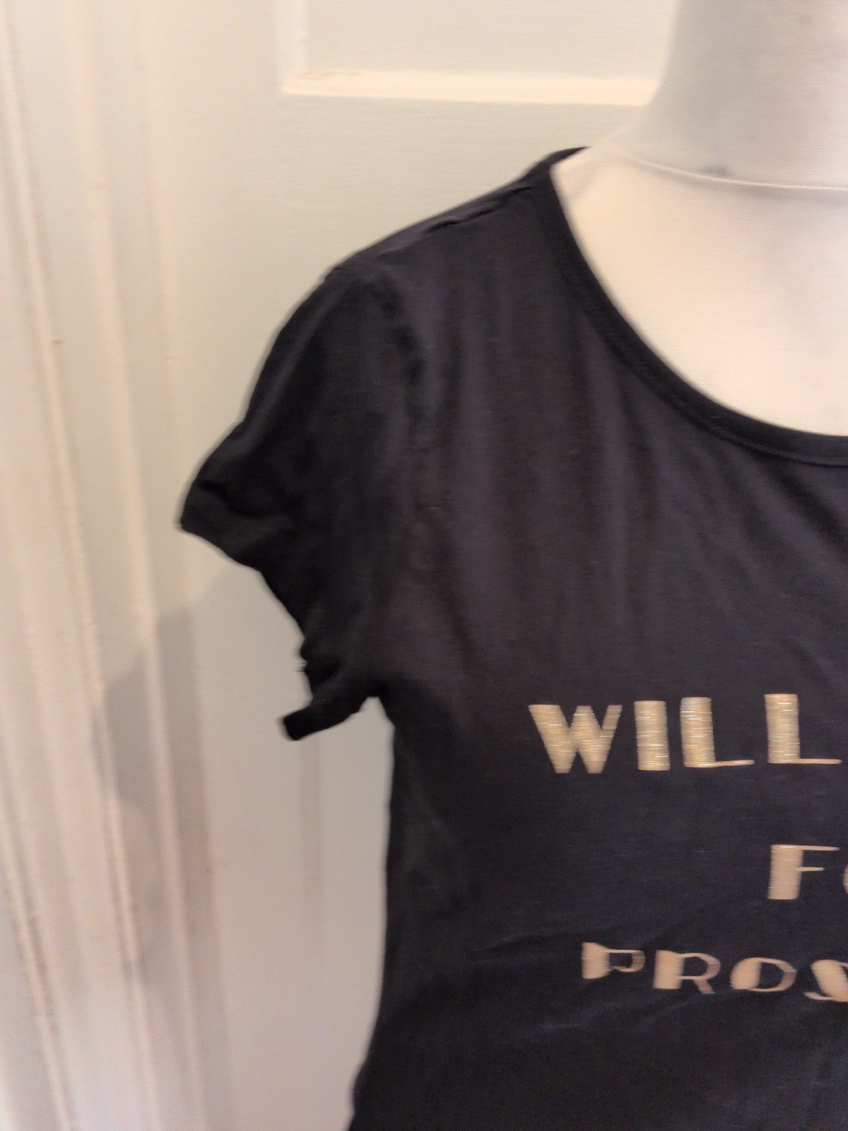 F&F 12-14 Black Short Sleeve "Will Wake For Prosecco" Pyjama Top