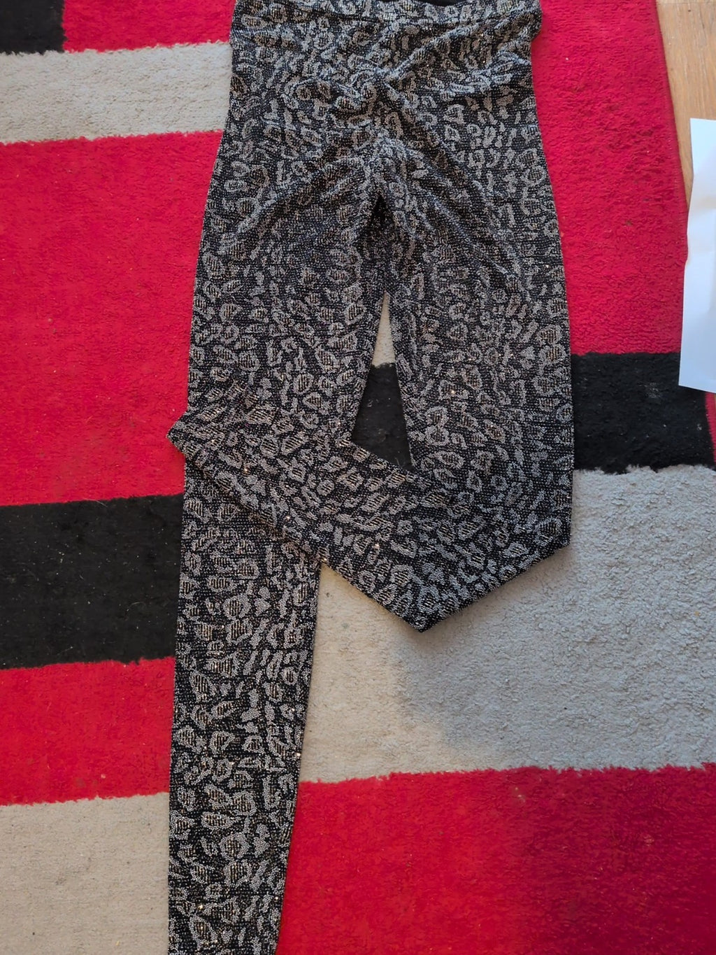 Ladies Topshop Size 12 Silver And Black Elasticated Leggings