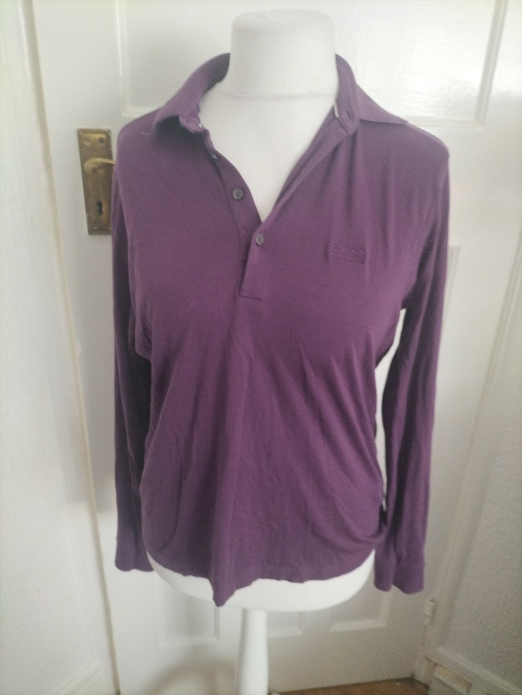 Mens Hugo Boss Size Small Long Sleeved Purple Polo
