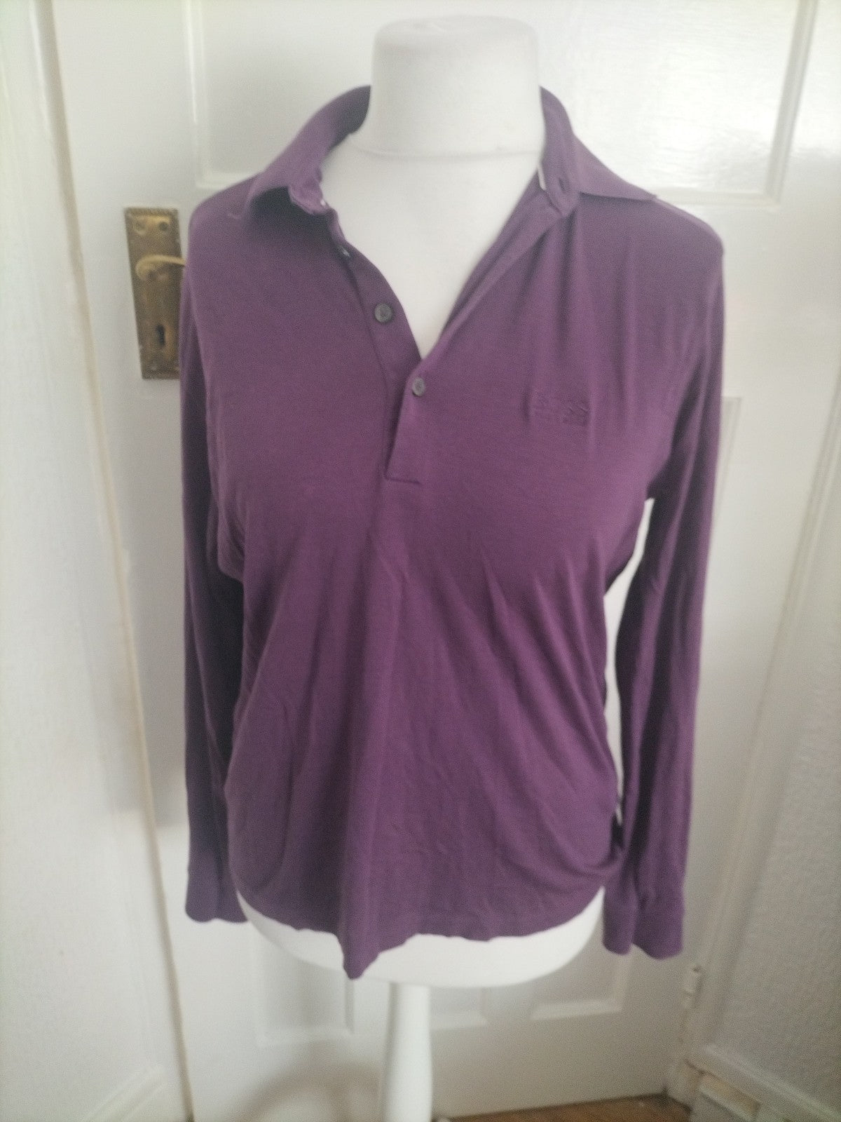 Mens Hugo Boss Size Small Long Sleeved Purple Polo