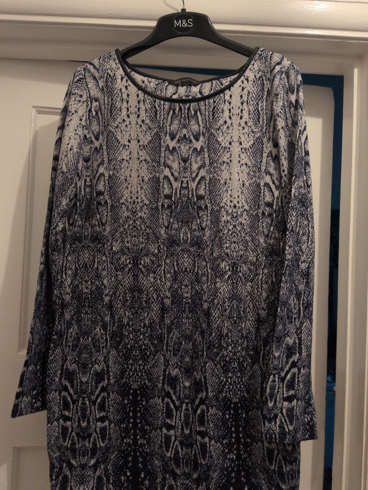M&S 12 Navy And White Long Sleeve Jumper Dress
