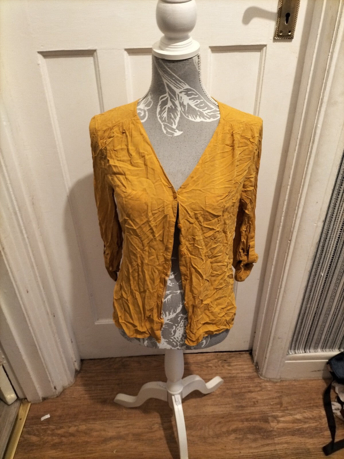 Ladies Primark Size 10 Mustard Long Sleeved Blouse