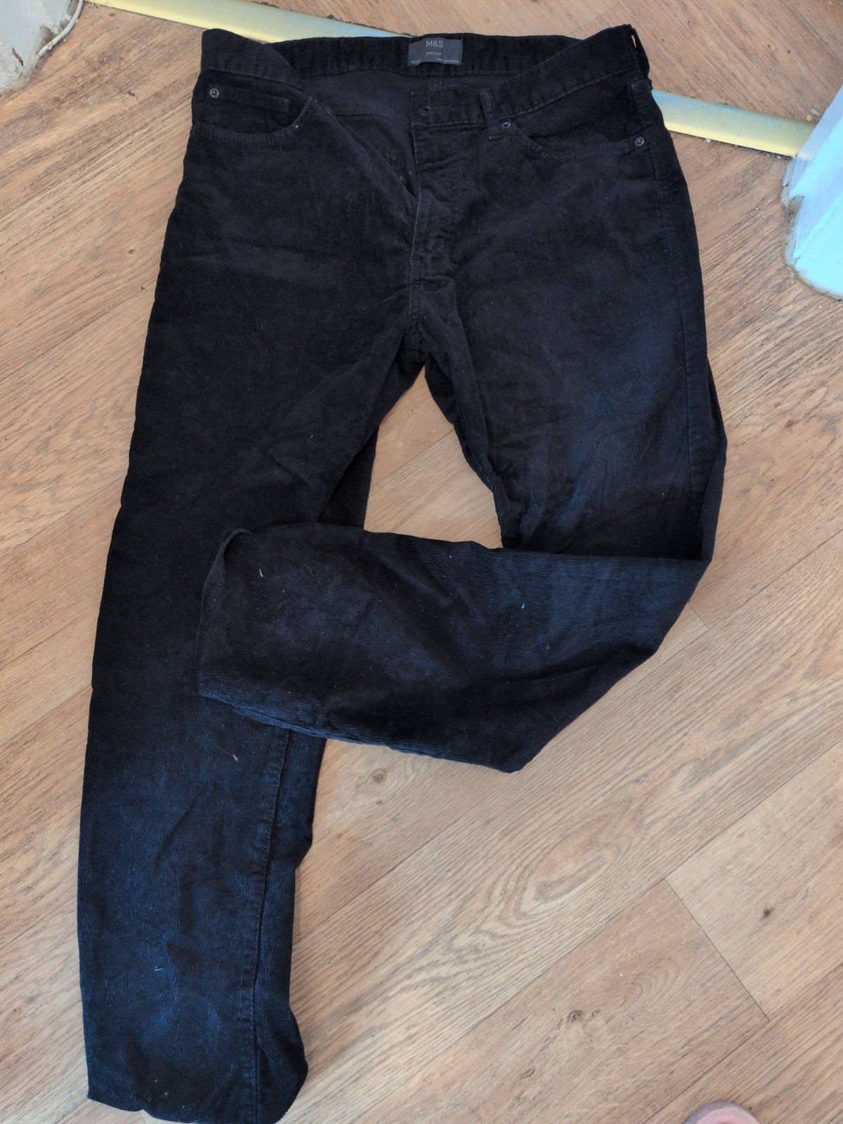 Marks And Spencer 34x29 Black Coderoy Trousers