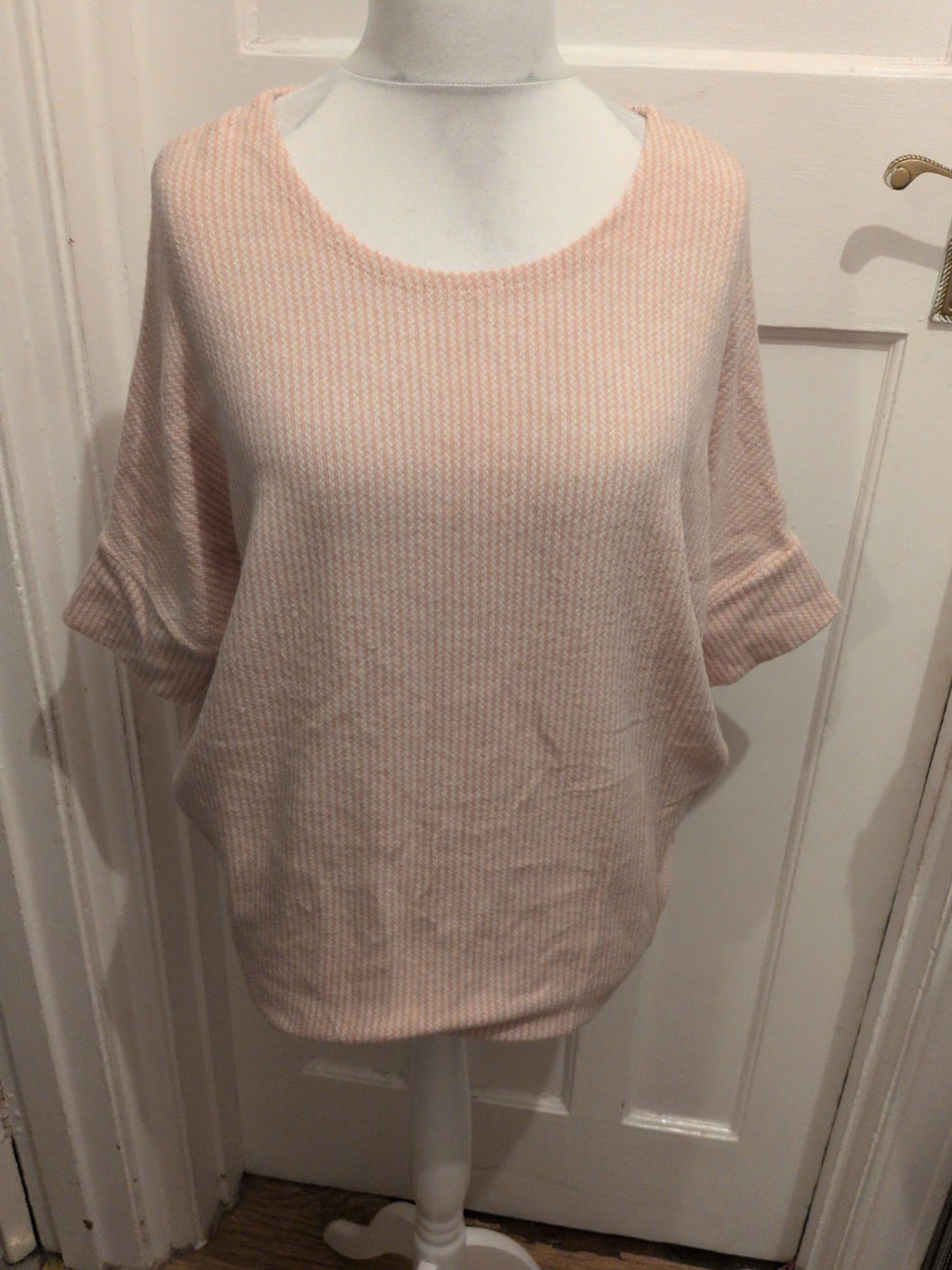 Apricot M/L Pink And White Stripe Half Sleeve Poncho Style Jumper