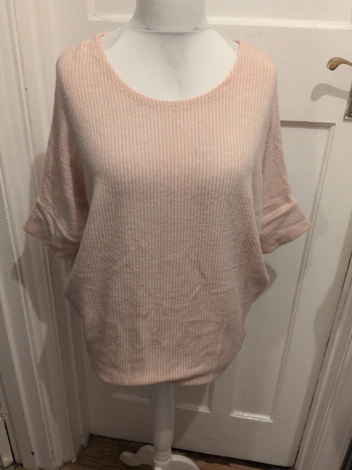 Apricot M/L Pink And White Stripe Half Sleeve Poncho Style Jumper