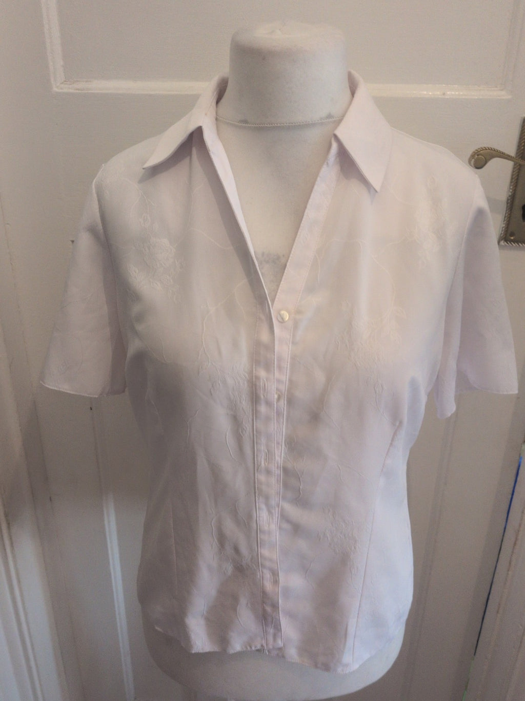 BHS 12-14 White Collared Short Sleeve Shirt