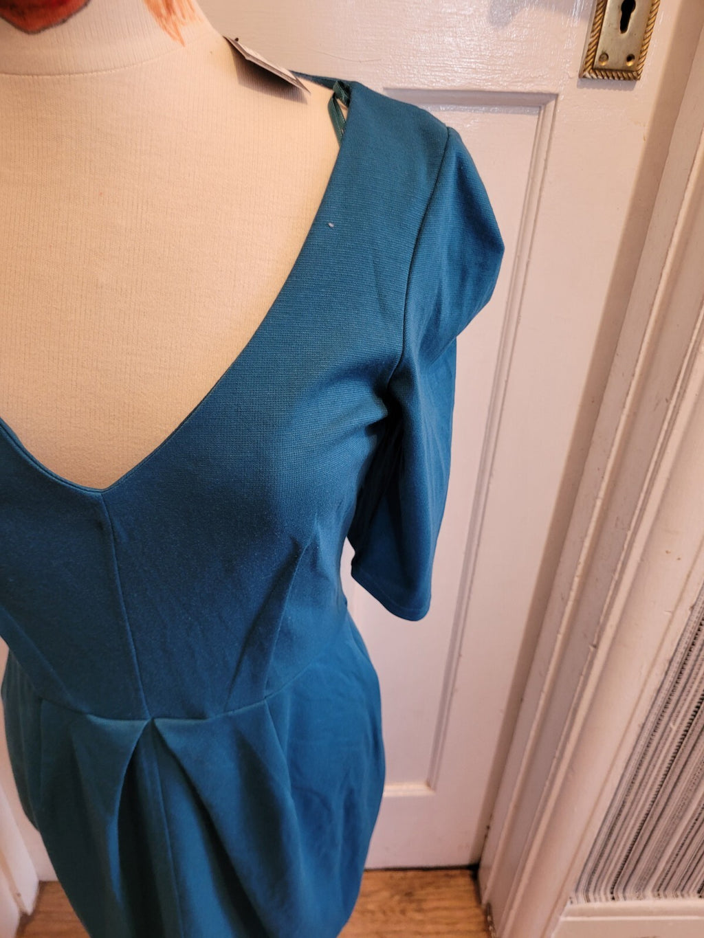Brand New Ladies Closet Blu Size 14 Teal Short Sleeved Dress